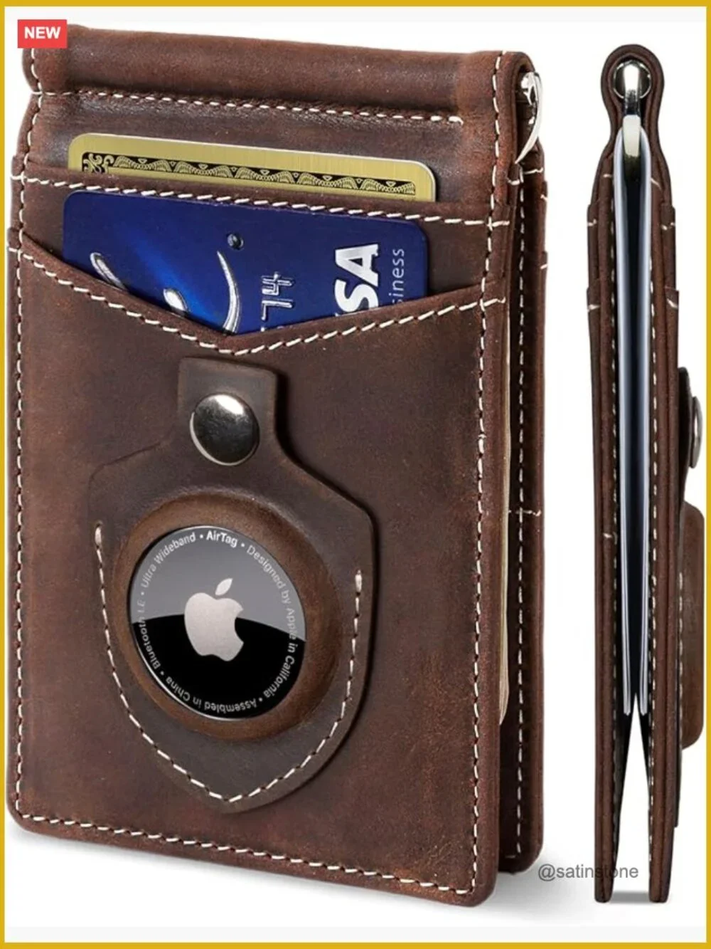 RFID Blocking Slim Bifold Wallet with Money Clip Genuine Leather